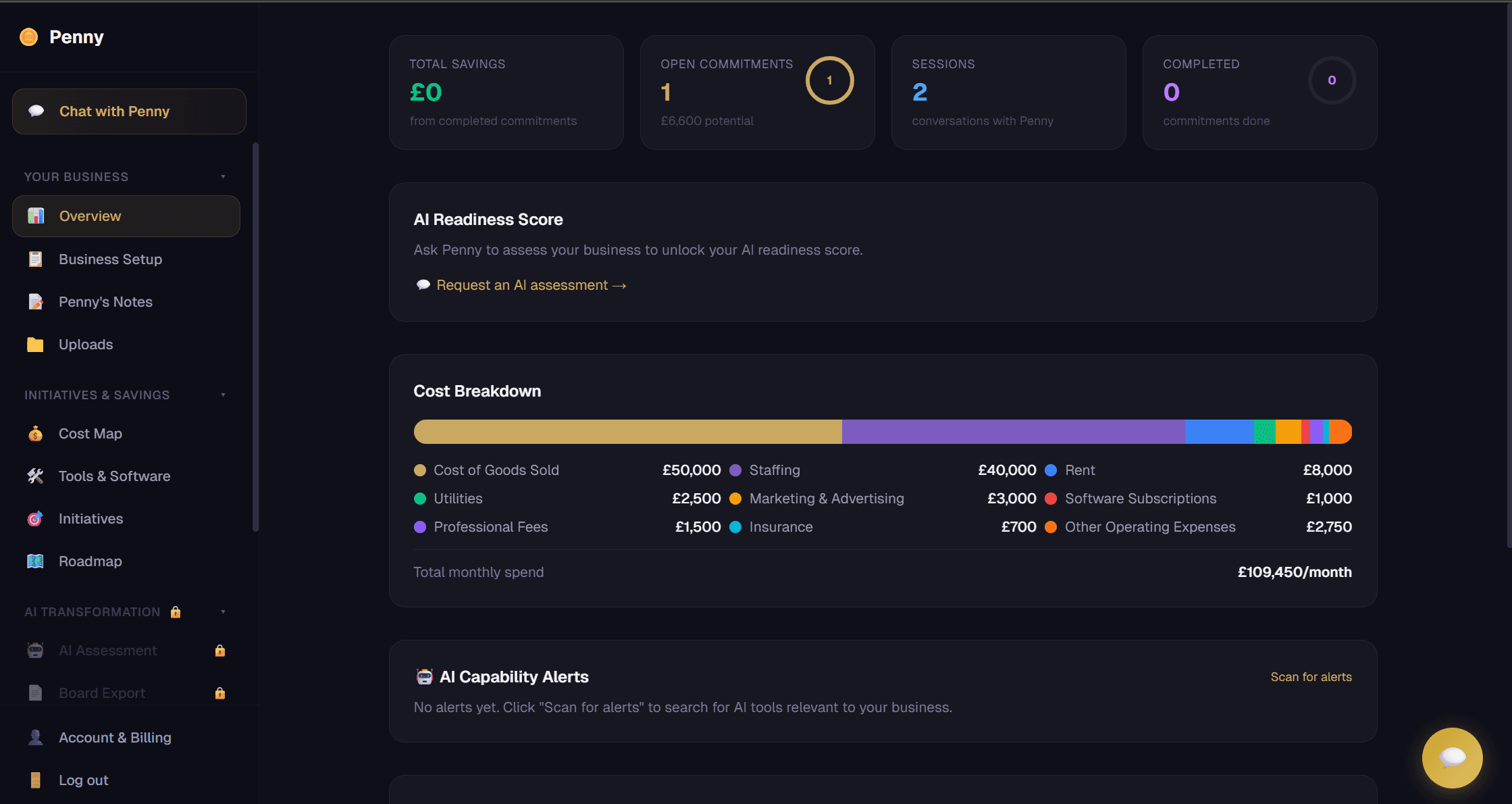 Penny dashboard preview
